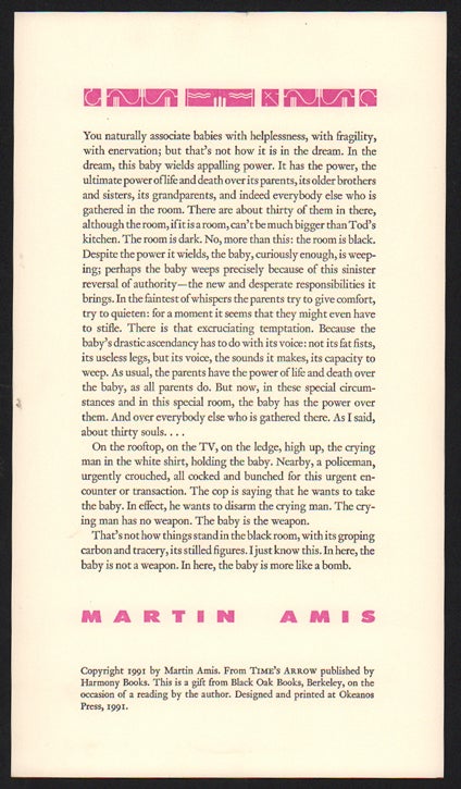 Item #24800 You naturally associate babies with helplessness. Martin Amis.