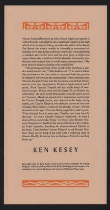 Item #24851 Wayne Altenhoffen stood up with a black ledger and opened it with a flourish. Ken Kesey