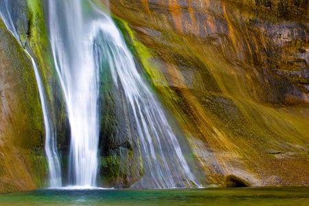 Item #27747 Photo. Lower Calf Creek Falls, Escalante Grand Staircase National Monument. Nilauro Markus.