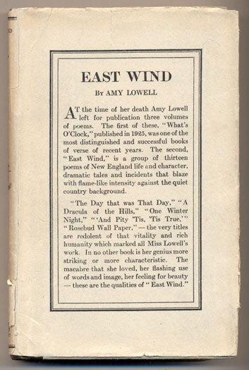 Item #33887 East Wind. Amy Lowell.