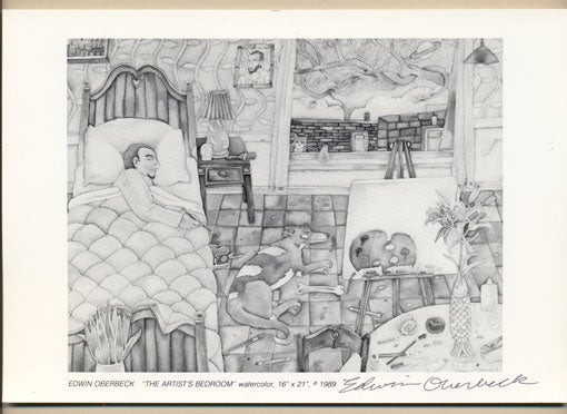 Item #34752 The Artist's Bedroom. Edwin Oberbeck, Postcard.