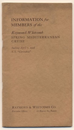 Item #34758 Raymond-Whitcomb Spring Mediterranean Cruise 1928, Sailing April 7, 1928, S. S....