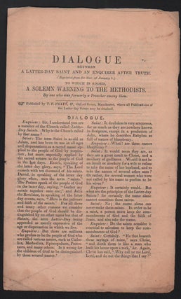 Item #35144 Dialogue between a Latter-day Saint and an Enquirer after Truth. (Reprinted from the...