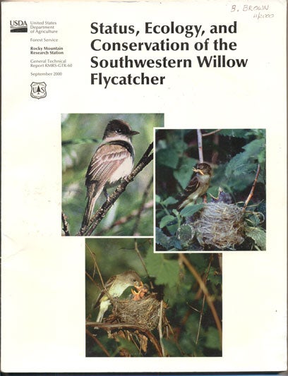 Item #35320 Status, Ecology, and Conservation of the Southwestern Willow Flycatcher. Deborah M. Finch, Scott H. Stoleson.
