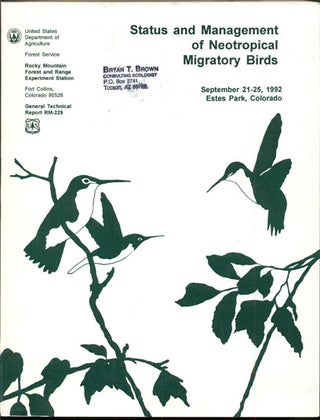 Item #35784 Status and Management of Neotropical Migratory Birds September 21-25, 1992, Estes...
