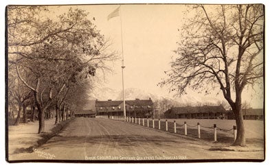 Item #37255 Parade Ground and Company Quarters, Fort Douglas, Utah [Cabinet Card]. Charles Roscoe Savage.