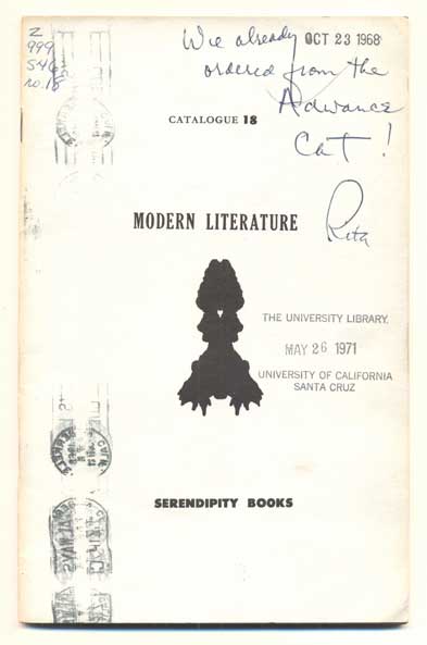 Item #41776 Serendipity Books Catalogue 18: Modern Literature. Peter B. Howard.