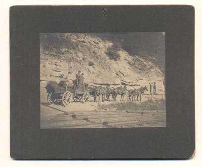 Item #42551 Stagecoach on the Road to White Pine, Col. or Calif.? Cabinet card.