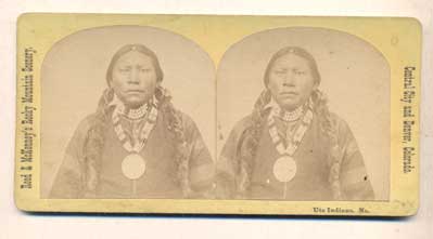 Item #43315 Ute Indians [Captain Jack of the White River (Southern) Utes?]. Stereoview, Albert S. McKenney.