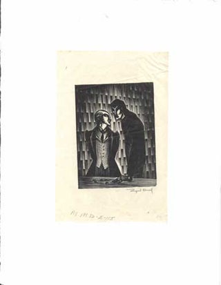 Item #43930 Signed Block Print from Mad Man's Drum [The Informant/Infiltrator being paid]. Lynd Ward