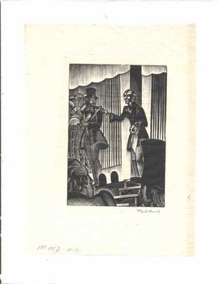 Signed Block Print from Mad Man's Drum [Scientist speaking to a crowd. Lynd Ward.