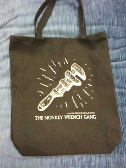 Item #44290 The Monkey Wrench Gang Tote Bag- The Wrench. Edward Abbey/R. Crumb.