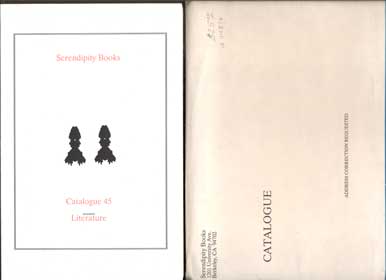 Item #44896 Serendipity Books Catalogue 45: Literature. Thomas A. Goldwasser, Peter B. Howard.