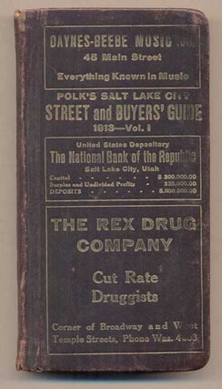 Item #45893 R. L. Polk & Co's Salt Lake City Street & Buyers Guide - Vol. I, 1913. F. W. Sudbury