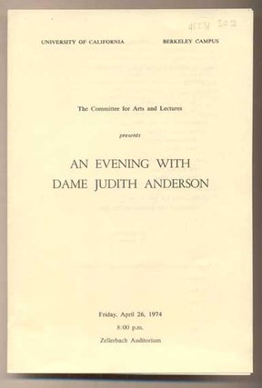 Item #46231 An Evening with Dame Judith Anderson. Committee for Arts, UC Berkeley Lectures