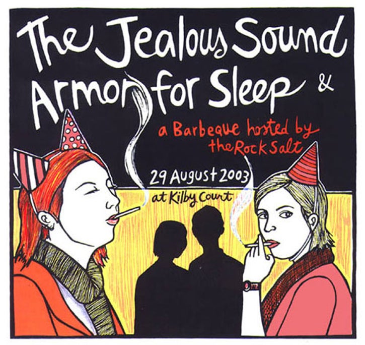 Item #52630 Signed, Limited Edition Print by Artist Leia Bell: The Jealous Sound, Armor for Sleep & a Barbeque hosted by the Rock Salt. 29 August 2003 at Kilby Court. Leia Bell.
