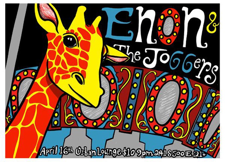 Item #52643 Signed, Limited Edition Print by Artist Leia Bell: Enon & The Joggers, April 16th, Urban Lounge. Leia Bell.