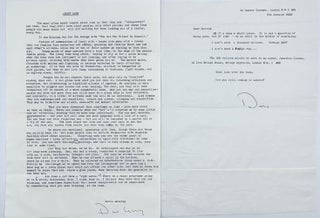 An archive of 4 letters and 1 original typed prose essay sent by Doris Lessing to Patrick Edddington