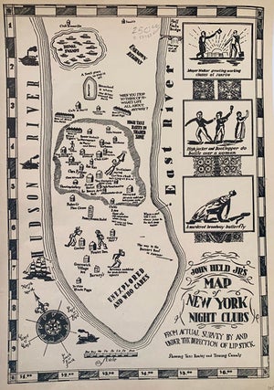 Item #57480 John Held Jr's Map of New York Night Clubs from Actual Survey By and Under the...