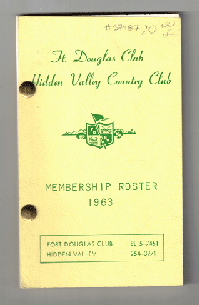 Item #57487 Ft. Douglas Club. Hidden Valley Country Club Membership Roster 1963