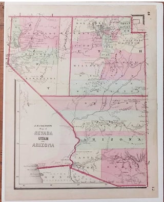 Item #57663 Map of Nevada, Utah and Arizona. J. H. Colton