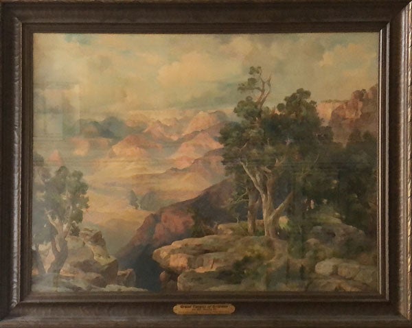Item #58180 Grand Canyon of Arizona on the Santa Fe. From Painting by Thomas Moran, N. A. (from Hermit Rim Road). Thomas Moran.