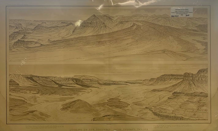 Item #59010 Looking Up the Toroweap from Vulcan's Throne. Tertiary History of the Grand Cañon District. U. S. Geological Survey [Vintage Atlas Print]. Captain Clarence E. Dutton, William Henry Holmes.