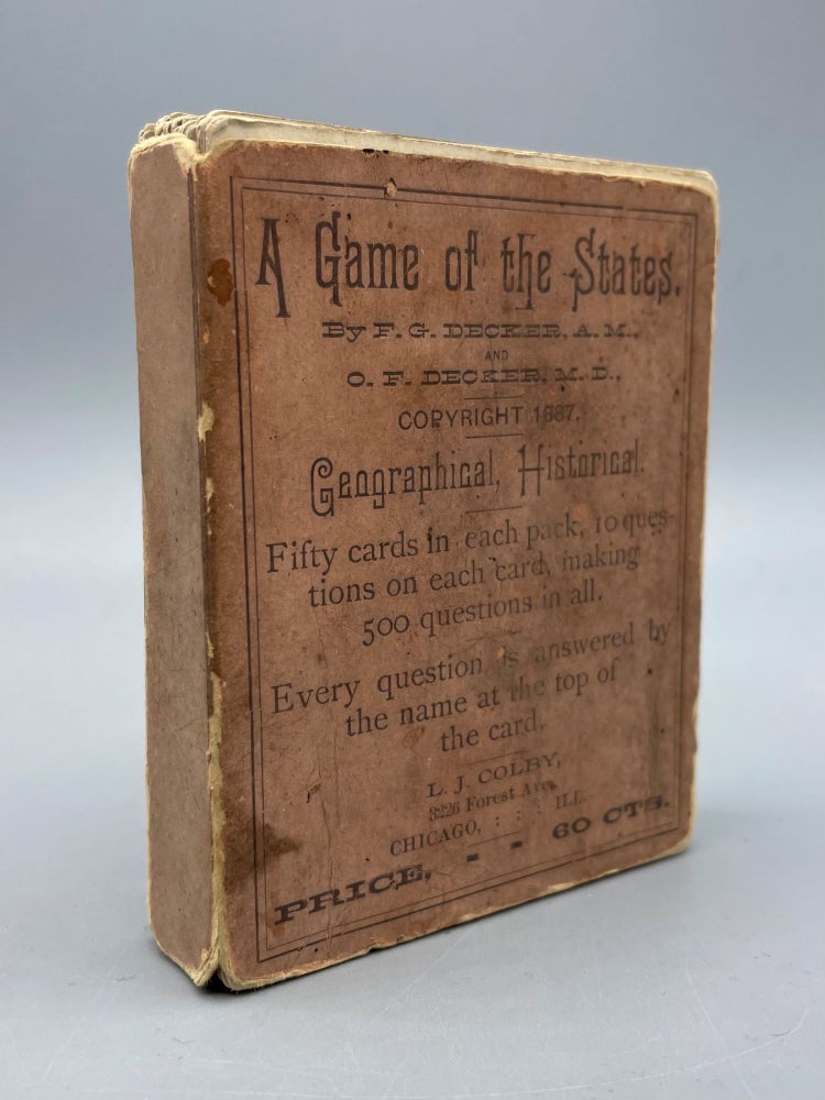 Item #59565 A Game of the States. F. G. Decker, O. F. Decker, Vintage Card Game.