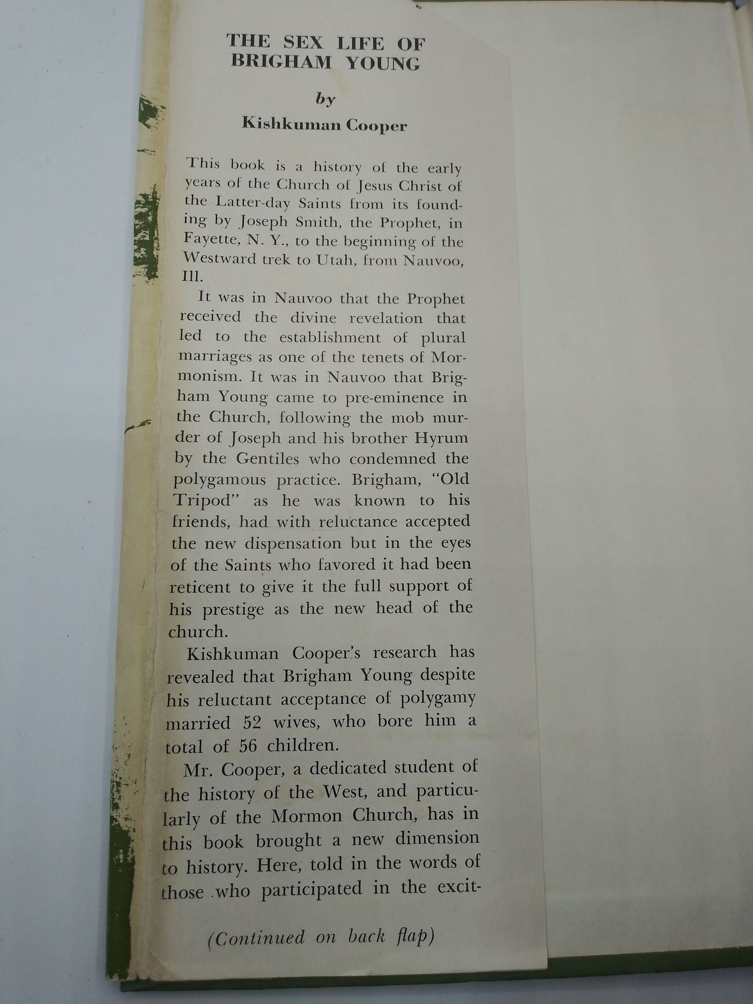 Sex Life of Brigham Young by Kishkuman Cooper, E. Cecil McGavin on Ken  Sanders Rare Books