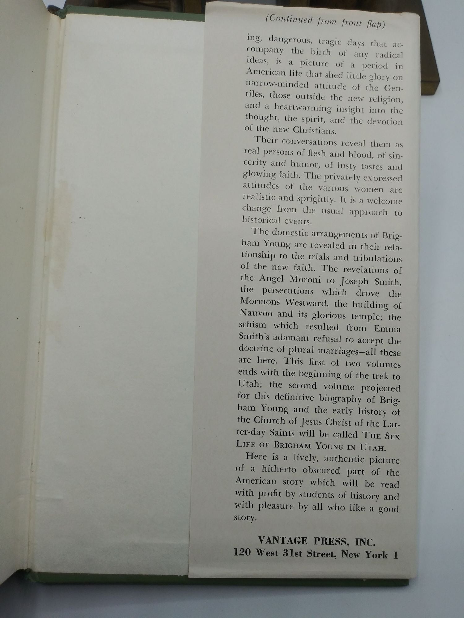 Sex Life of Brigham Young by Kishkuman Cooper, E. Cecil McGavin on Ken  Sanders Rare Books