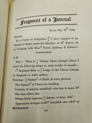 The Journal of Dr. John Morgan of Philadelphia from the City of Rome to the City of London, 1764; Together with a Fragment of a Journal Written at Rome, 1764, and a Biographical Sketch