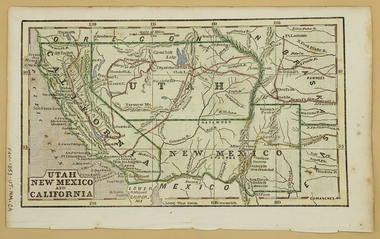 Item #62755 Utah, New Mexico and California [Utah Territory Map]
