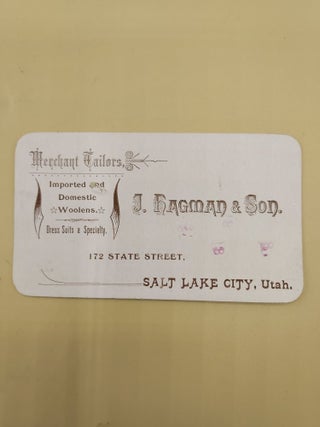 Item #63197 [Business Card] J. [John] Hagman & Son. Merchant Tailors, Imported and Domestic...