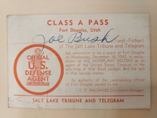 Item #63208 Class A Pass. Fort Douglas, Utah