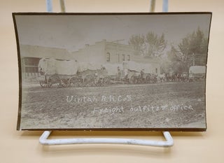 Item #63254 Uintah R.R. Co's. Freight outfits & office [Postcard] [Mormon Freight Train] [Vernal,...