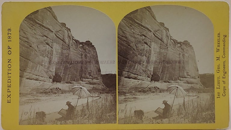 Item #63317 Geographical and Geological Explorations and Surveys West of the 100th Meridian. No. 11. Distant view of Ancient Ruins in lower part of Cañon de Chelle, N.M. Showing their position in the walls and elevation above bed of cañon. (F. 89.) (Expedition of 1873). T. H. O'Sullivan, George M. Wheeler, Commanding Corps of Engineers, Timothy.