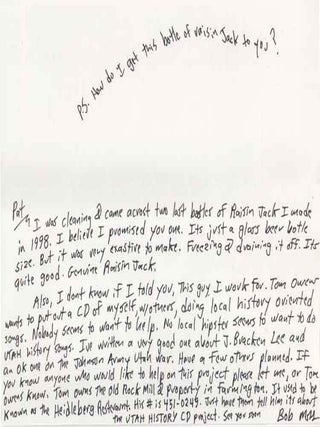 Mini Archive of Letters, Postcards, Musings, Photos, and Slides of Art (Especially in the Deseret Alphabet) by Utah Outsider Artist and Musician Bob Moss