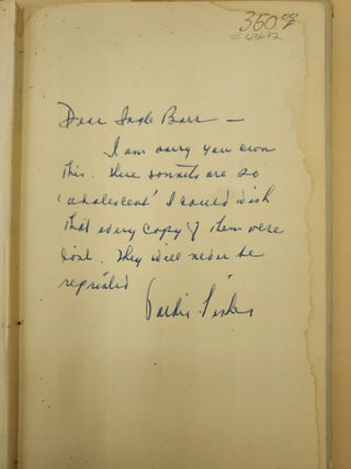 Sonnets To An Imaginary Madonna (Inscribed by Vardis Fisher to Ingle Barr)