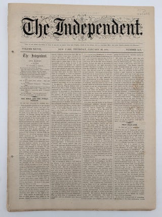 The Independent, Volume XXVIII, Number 1417, New York, Thursday, January 27, 1876