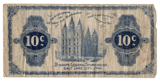 Item #64300 10 Cent Note. Bishop's General Store House for Produce and Merchandise. Bishop's...