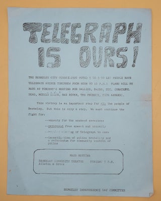 Item #64411 Telegraph Is Ours!... Mass Meeting, Berkeley Community Theatre, Tonight 7 P.M....