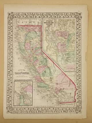 Item #64442 County Map of California / Map of the Settlements in the Great Salt Lake Country....
