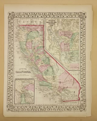 Item #64442 County Map of California / Map of the Settlements in the Great Salt Lake Country....