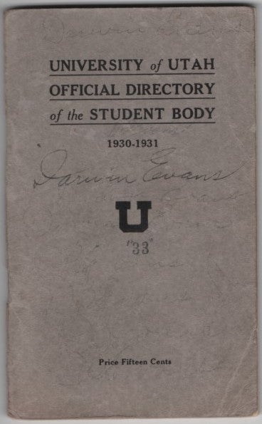 Item #64475 University of Utah Official Directory of the Student Body 1930-1931