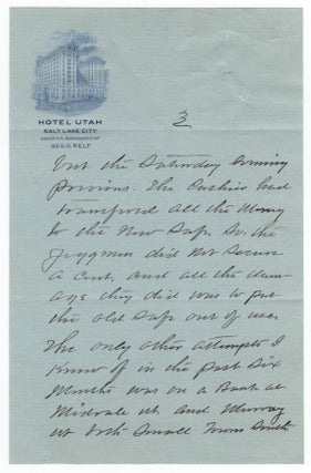 Letter Written to W. G. Norris, President of Norris Safe & Lock Co. Describing an Attempted Bank Burglary at State Bank of Tremonton