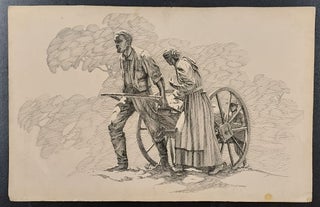 Item #65330 Original Art. Mormon Handcart Pioneers. Utah Artist, George Barr, Fantasy Art