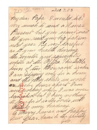 Postcard from Missionary Son to His Father. Sent from Germany. Luftkurort Roda (S.- A.) Blick vom Eichhain