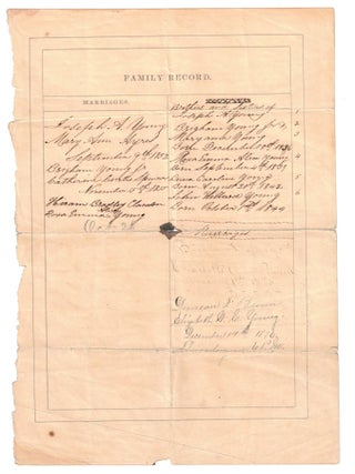 Family Record: Four Pages of Genealogy Relating to Joseph Angell Young