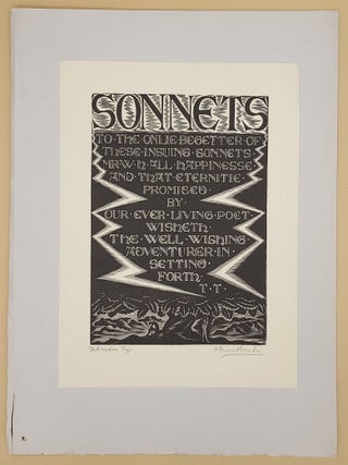 Item #66999 Sonnets to the Onlie Begetter of These Insuing Sonnets Mr. W. H. All happinesse And...