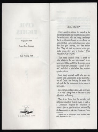 Civil Rights: Tool of Communist Deception. An address by The Honorable Ezra Taft Benson.